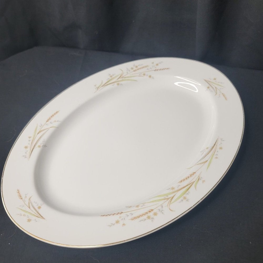 Golden Harvest Fine China Japan Wheat Large Oval Serving Platter 14 x 10.5"